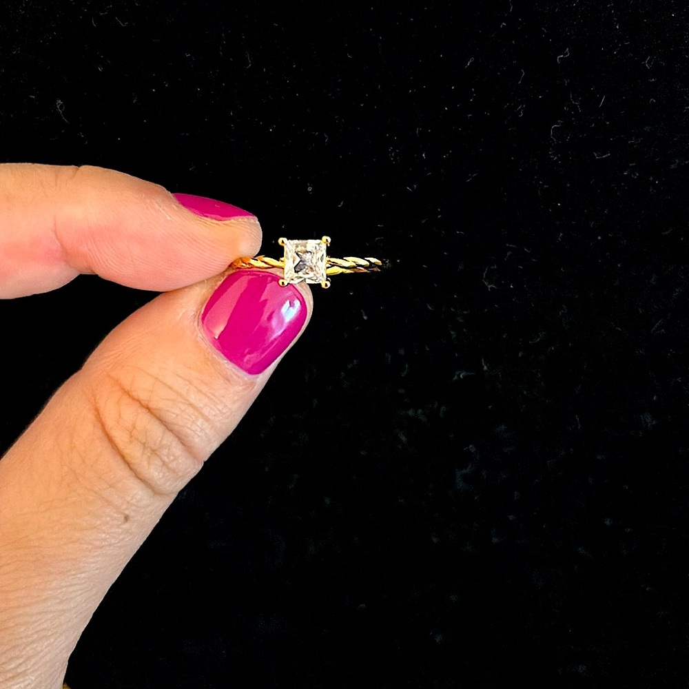 NWOT Rose Gold Princess Cut Ring, size 8